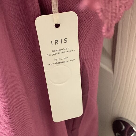 Iris Basic American LA XL Scoop Neck Crotchet Short Sleeve  And Hem Plum Purple - Picture 5 of 11